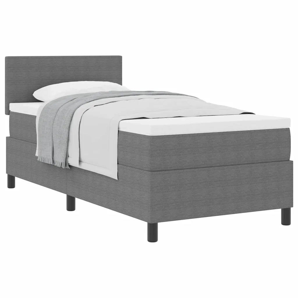 Letto a molle con testiera Grigio chiaro e bianco 100 x 200 cm 3337499