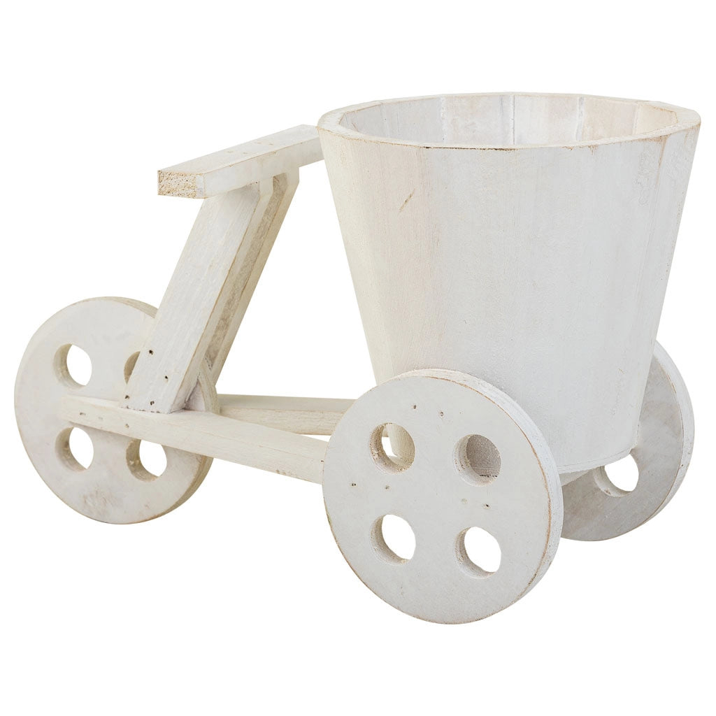 Portavaso bici in legno bianco 24x14x19,5h