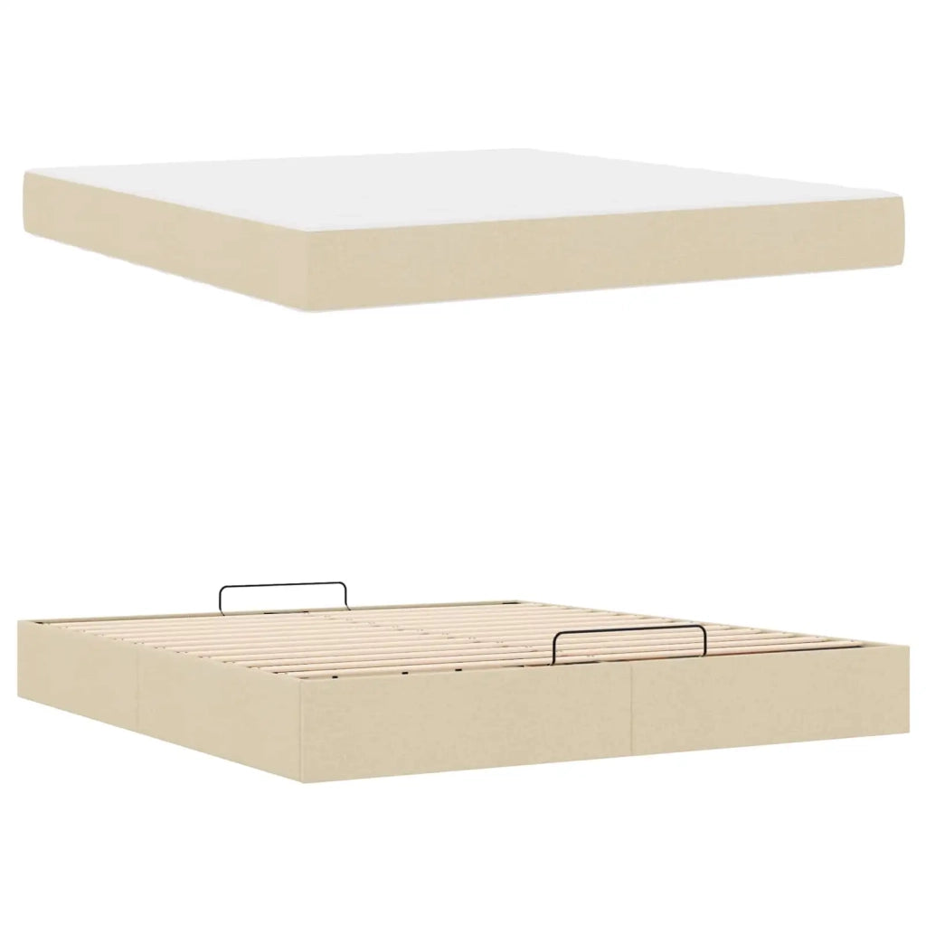 Struttura letto con materasso con materasso 2 pcs Crema Tessuto