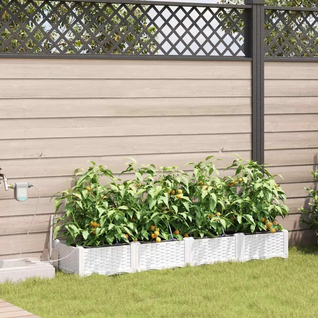 Vaso da giardino 4 pz-Set di 4 Fioriera da Esterno-Contenitore per Piante Bianco Acciaio 922466