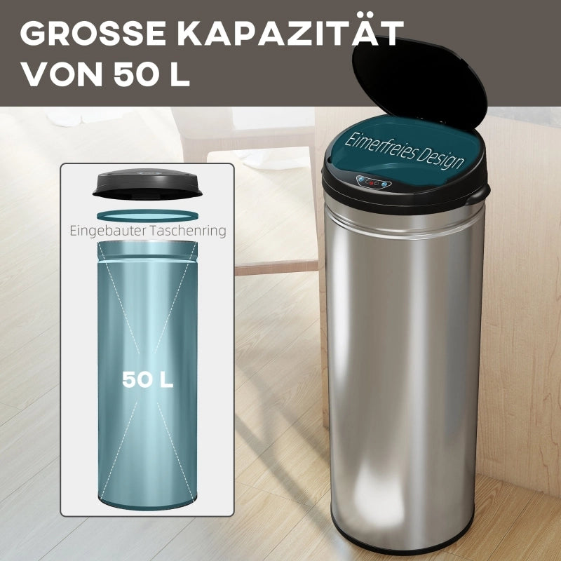 PATTUMIERA Sensor 50 L in acciaio inox Argento con chiusura soft-close