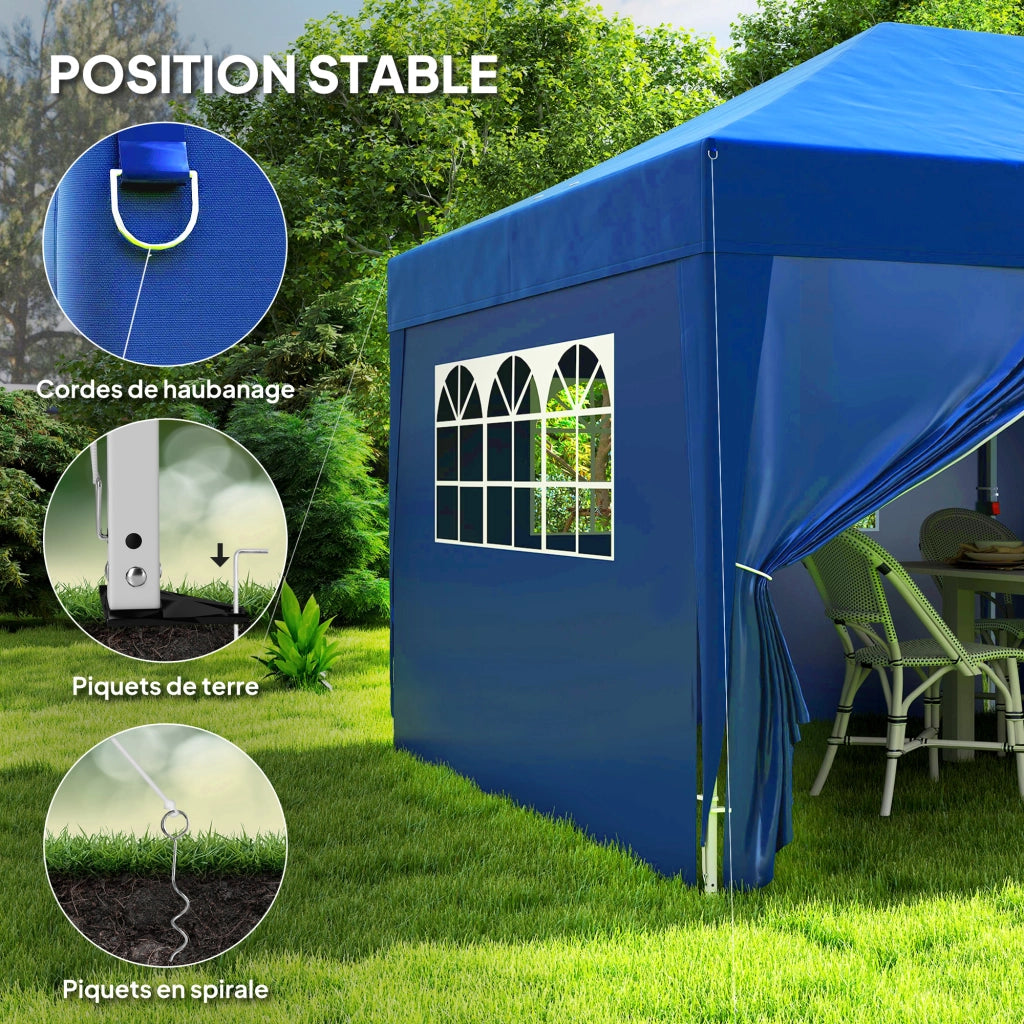Tonnelle da giardino pieghevole 3x6 m con 6 pareti ¨C zephmum ¨C blu