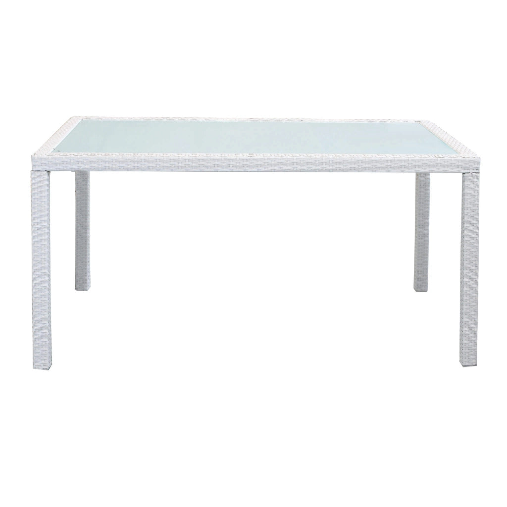 Tavolo intreccio e piano in vetro 150x90 - AXEL