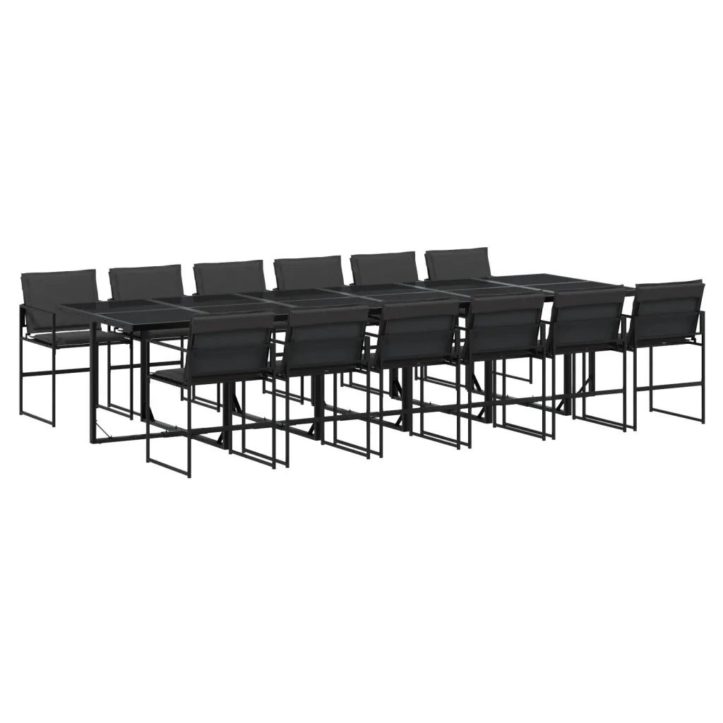 Set da Pranzo da Giardino 13 pz con Cuscini Nero in Textilene