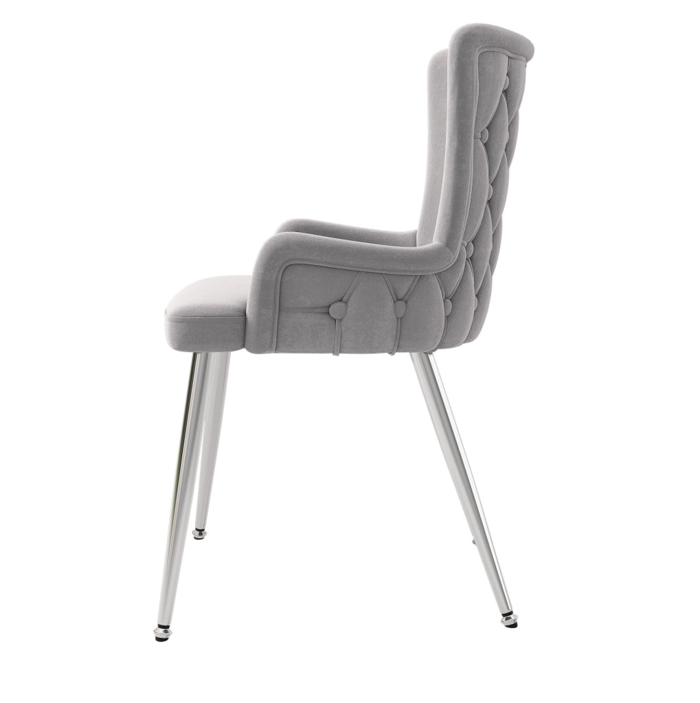 Set di 2 sedie 62.87x58.42x55.88 cm moderne; facile montaggio; velluto; grigio argento