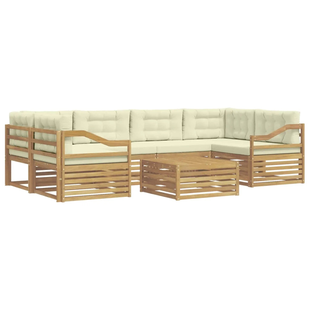 Set di divani da esterno 7 pz Bianco e Crema Poliestere 3390140