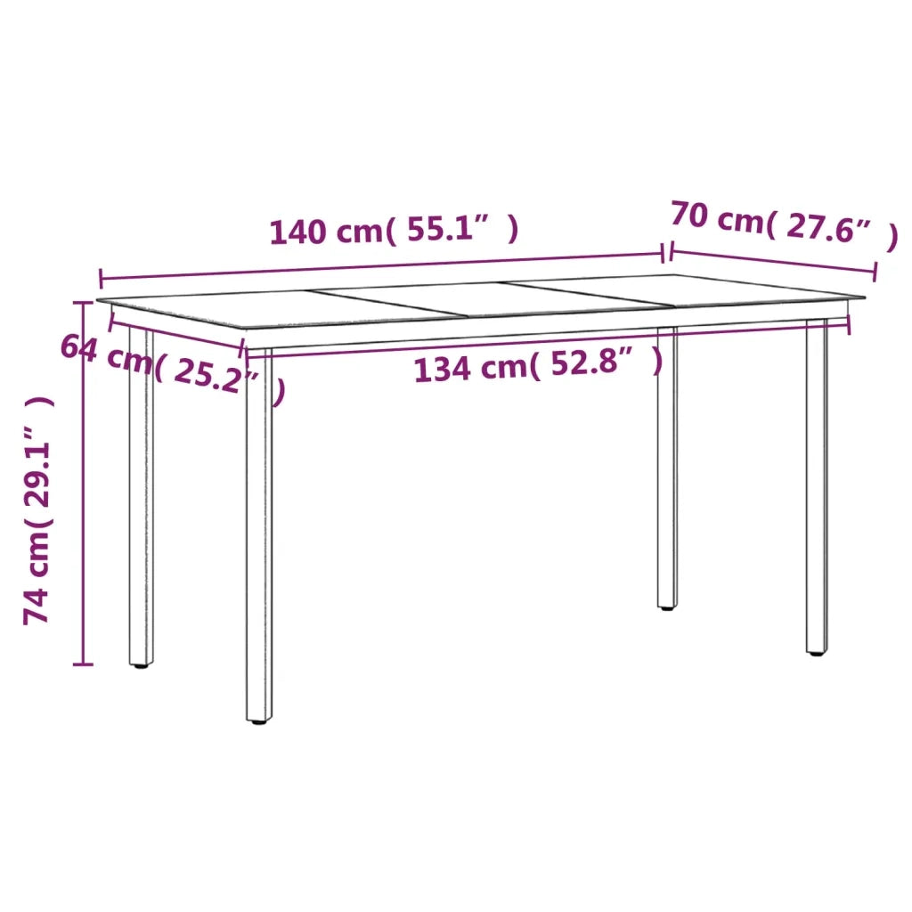 Set da Pranzo da Giardino 7 pz con Cuscini Nero 3099356