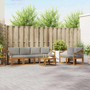 Set di divani da esterno 7 pcs Grigio Naturale e Chiaro