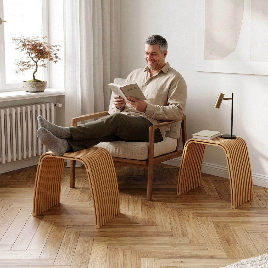 Set di 2 Sedute Multiuso Jysa in Bambù Sgabelli Bassi 45 x 50 x 31 cm - Naturale [en.casa]