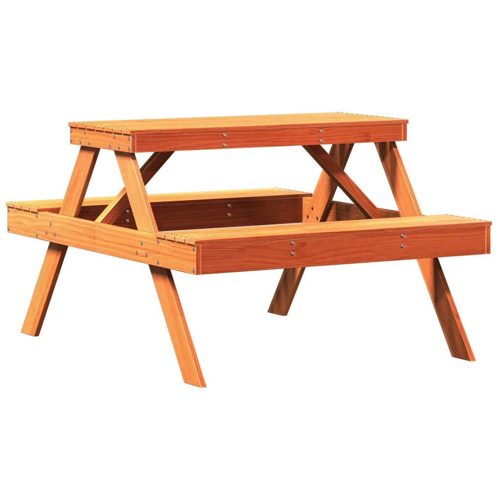 Tavolo da Picnic Marrone Cera 105x134x75 cm Legno Massello Pino 844649