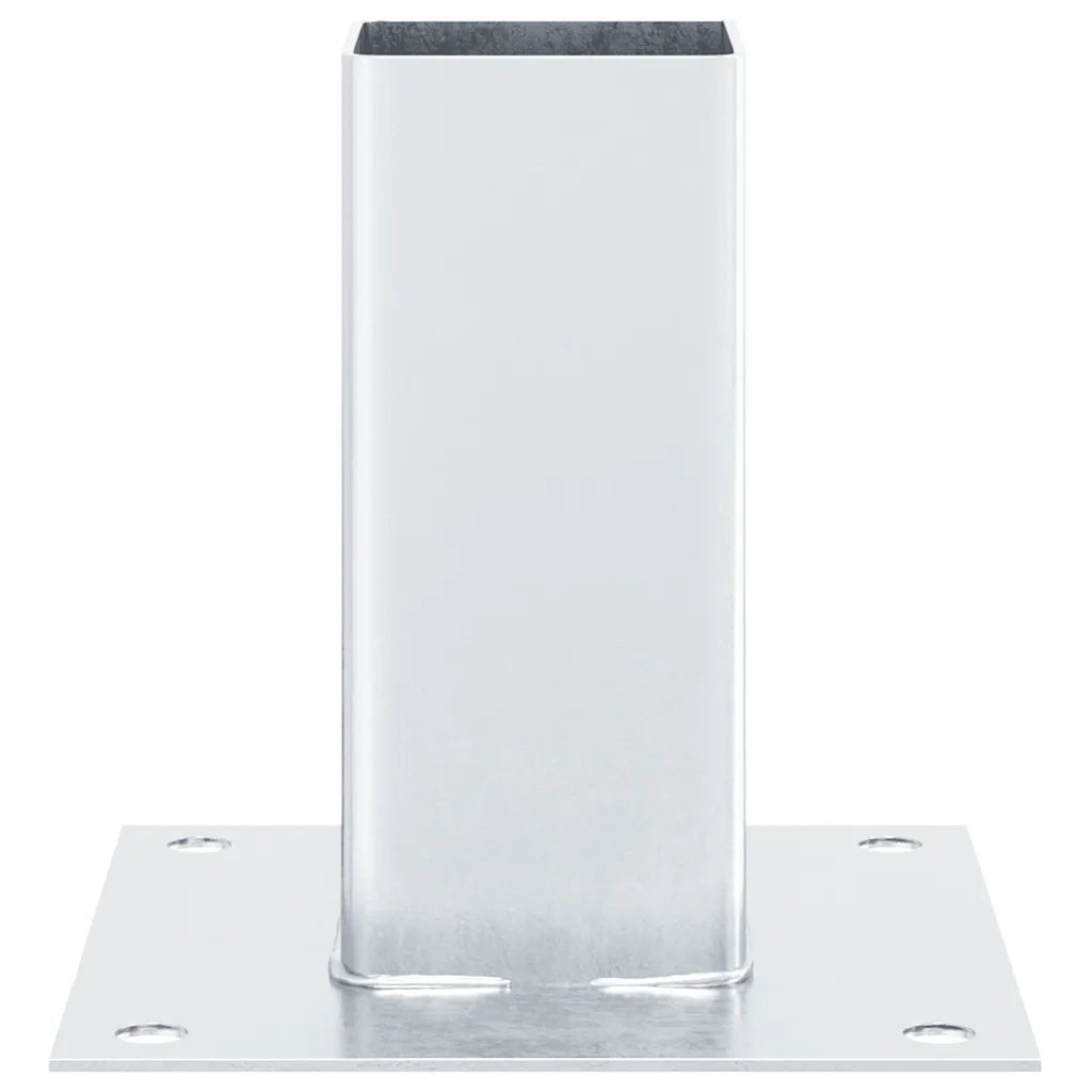 Basi per Pali Quadrate 12 pz Argento 71x71 mm Acciaio Zincato 42000007