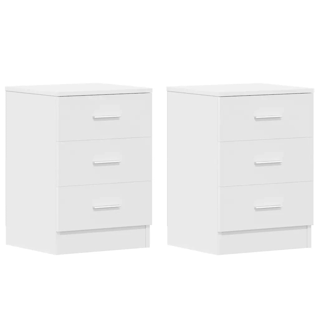 Comodini 2 pz-Set di 2 Tavolino da notte Bianco 38x35x56 cm in Legno Ingegnerizzato