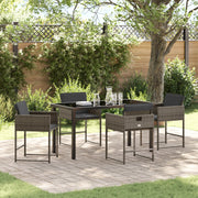 Set da pranzo da giardino a 5 pezzi con cuscini grigio rattan PE