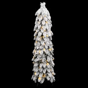 Albero di Natale Artificiale con 80 LED e Neve Floccata 150 cm 357697