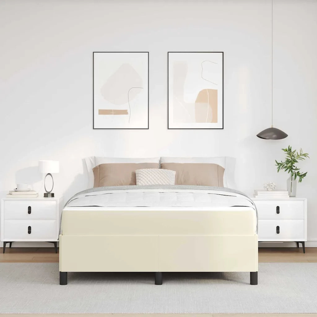 Struttura del letto con materasso Crema 160 x 200 cm Tessuto 3399011