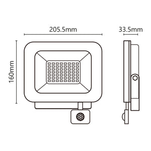 Proiettore LED 230V 50W 4250lm 4000K con PIR