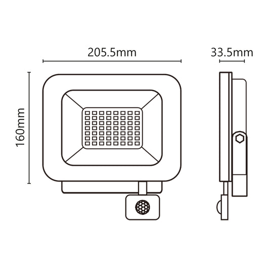 Proiettore LED 230V 50W 4250lm 4000K con PIR