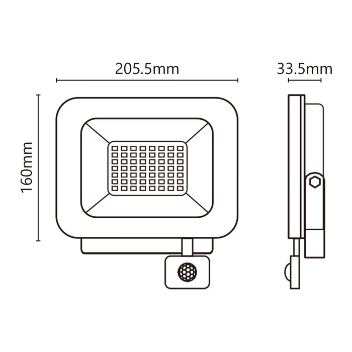Proiettore LED 230V 50W 4250lm 4000K con PIR