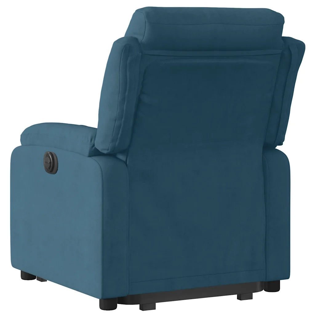 Poltrona Alzapersona Reclinabile Blu in Velluto 3205102