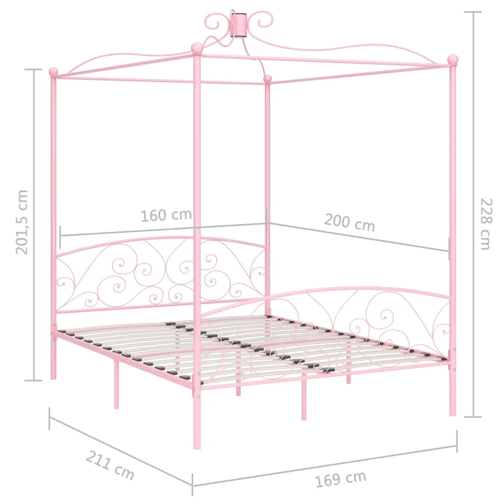 Letto a Baldacchino Rosa in Metallo 160x200 cm 284490