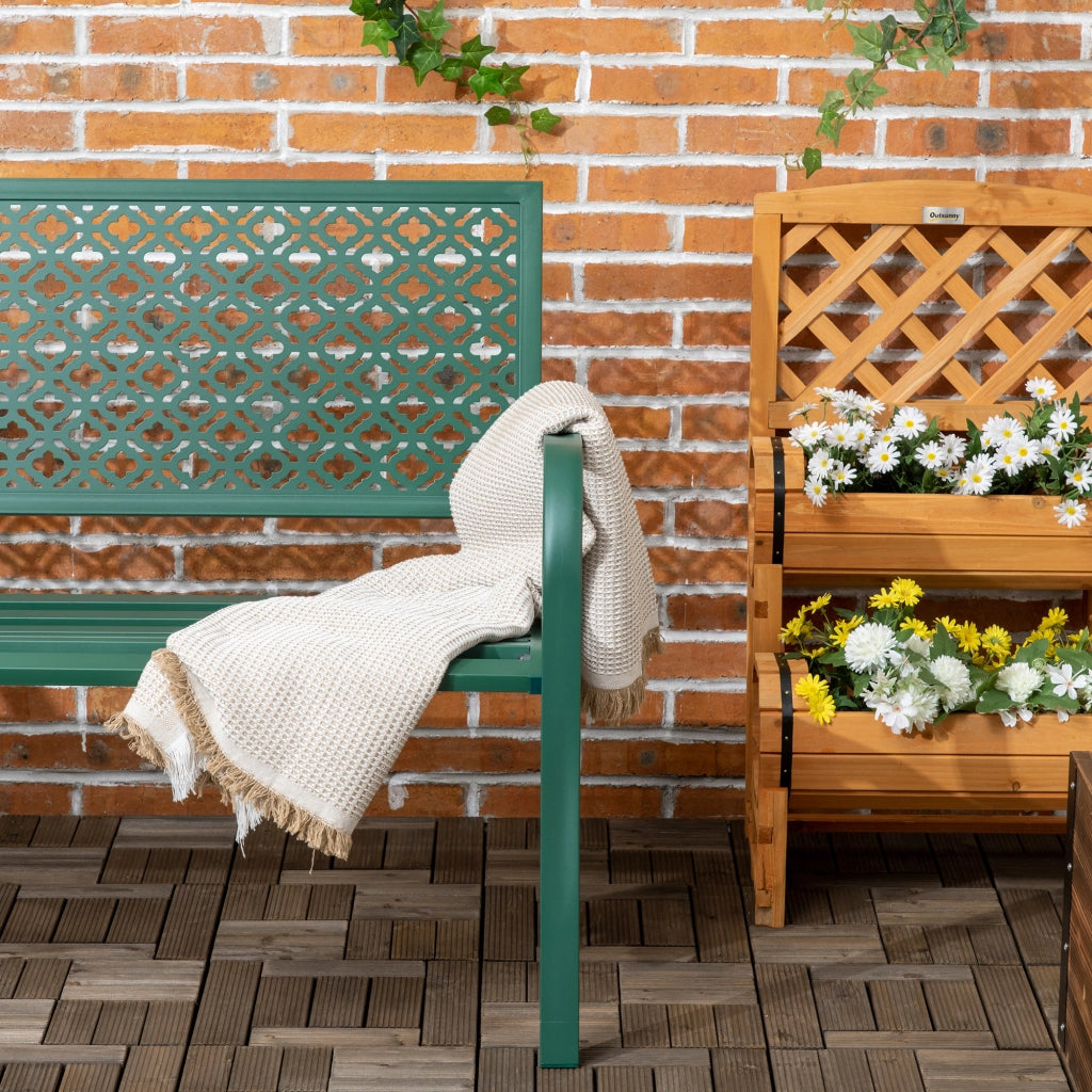 Panchina da Giardino 2 Posti ¨C Zephmum ¨C Verde Metallo Antiruggine 127x63x83