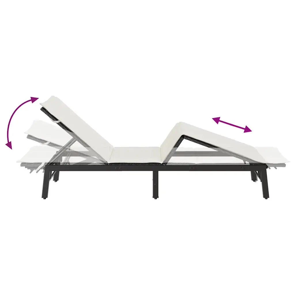 Lettino Prendisole con Cuscino Nero in Polyrattan 4104079
