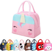 Borsa pranzo per bambini, ragazze, ragazzi e studenti, riutilizzabile, isolata, borsa pranzo cartoon, piccola, ripiegabile, impermeabile per viaggi, picnic e scuola (pony rosso scuro)