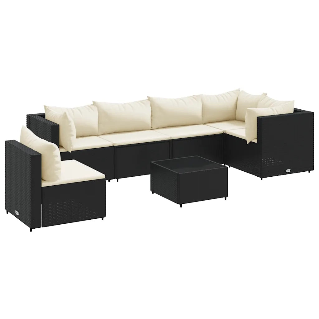 Set Salotto da Giardino con Cuscini 7pz Nero Polyrattan 3308176