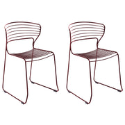 Set di 2 sedie da pranzo imbottite Design moderno Base in metallo rosso design moderno