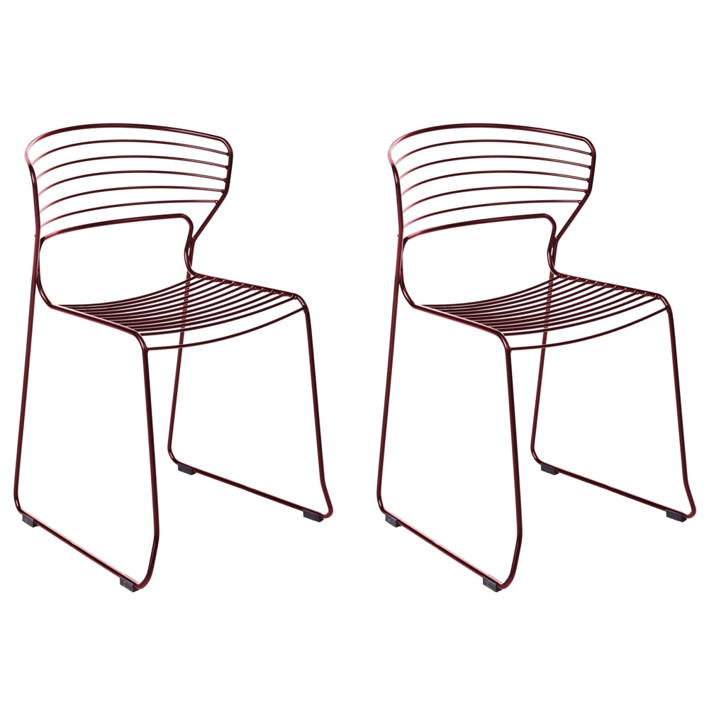 Set di 2 sedie da pranzo imbottite Design moderno Base in metallo rosso design moderno