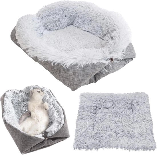Mansarda per animali 2-in-1 letto per gatti letto per cani trasportabile pieghevole lavabile comodo e caldo