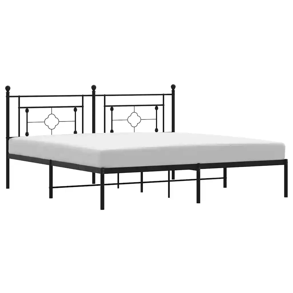 Letto matrimoniale | Letto per adulti | Giroletto con Testiera in Metallo Nero 183x213 cm