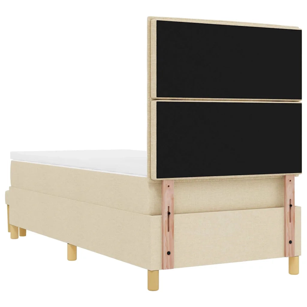 Letto a molle con testiera Crema 200 x 90 cm Tessuto 3344182