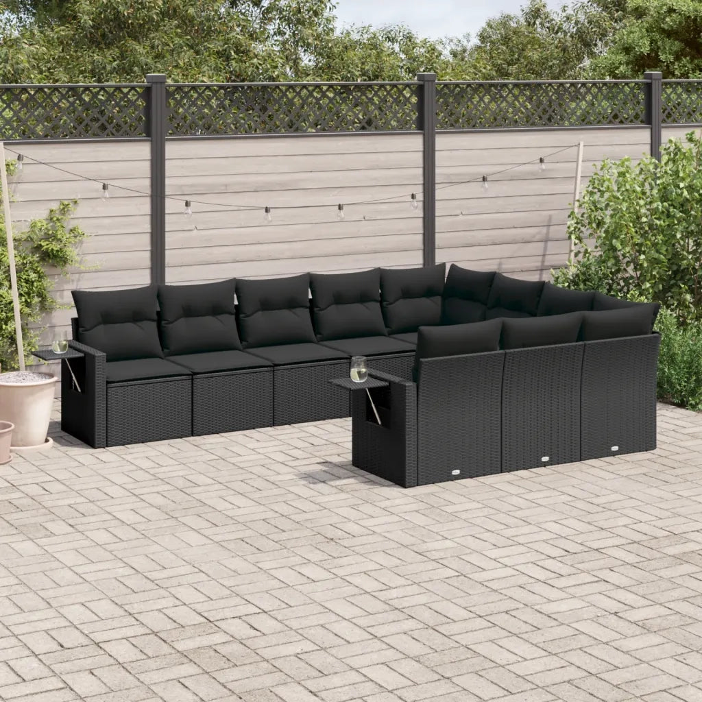 Set Divani da Giardino 10pz con Cuscini in Polyrattan Nerocod mxl 88951