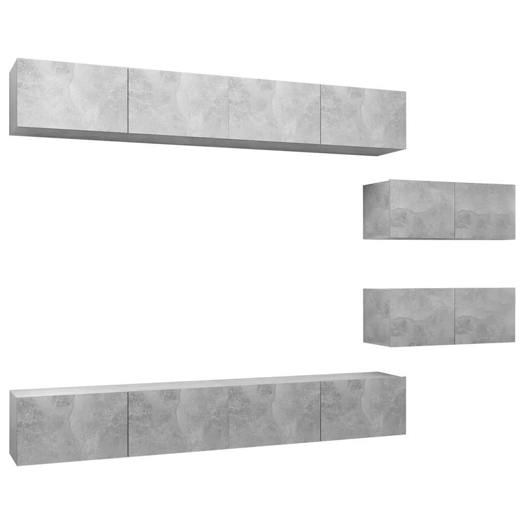 Set di Mobili Porta TV 6 pz Grigio Cemento in Legno Multistrato 3079148