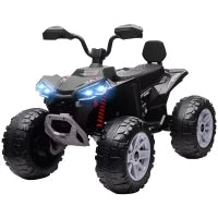 Quad elettrico per bambini, a 24V con 4 ruote, fari, porta USB, e funzione MP3, 3-8 anni, Nero