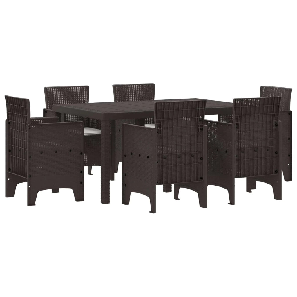 Set da Pranzo per Giardino 7 pcs Marrone Rattan Polt 3378559