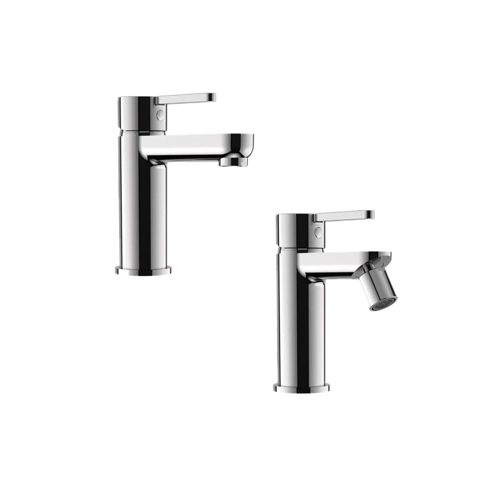 Set miscelatore lavabo e bidet senza scarico in ottone cromato | Virna