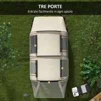 Tenda da Campeggio 4-5 Persone con Copertura Oscurante, Impermeabile con Borsa di Trasporto, Kaki