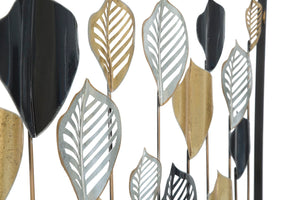 Pannello Lex 120x2,5x78,5 cm in Ferro Oro e Argento e Nero