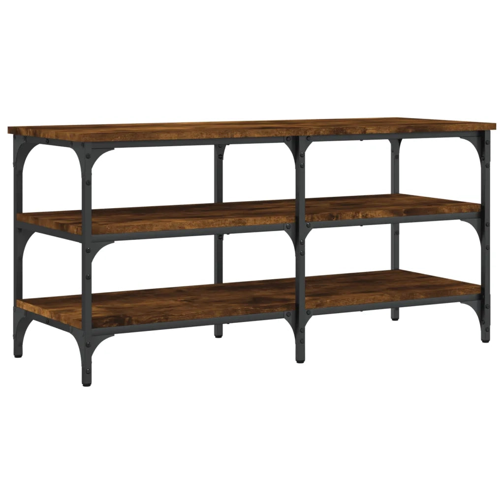 Panca Porta Scarpe-Sgabello-Panca Scarpiera Rovere Fumo 100x38,5x49cm Legno Multistrato