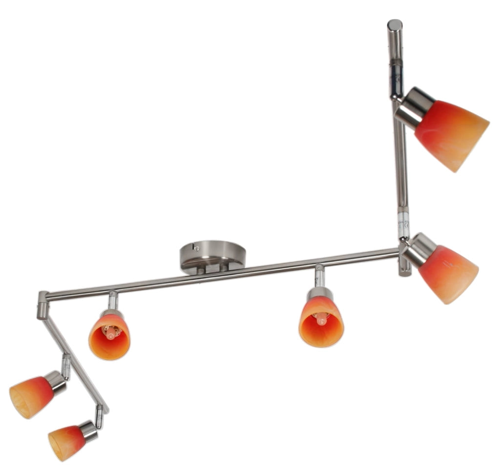 Lampadario Candellux Drops 6xG9 metallo satina/arancio 96-07417