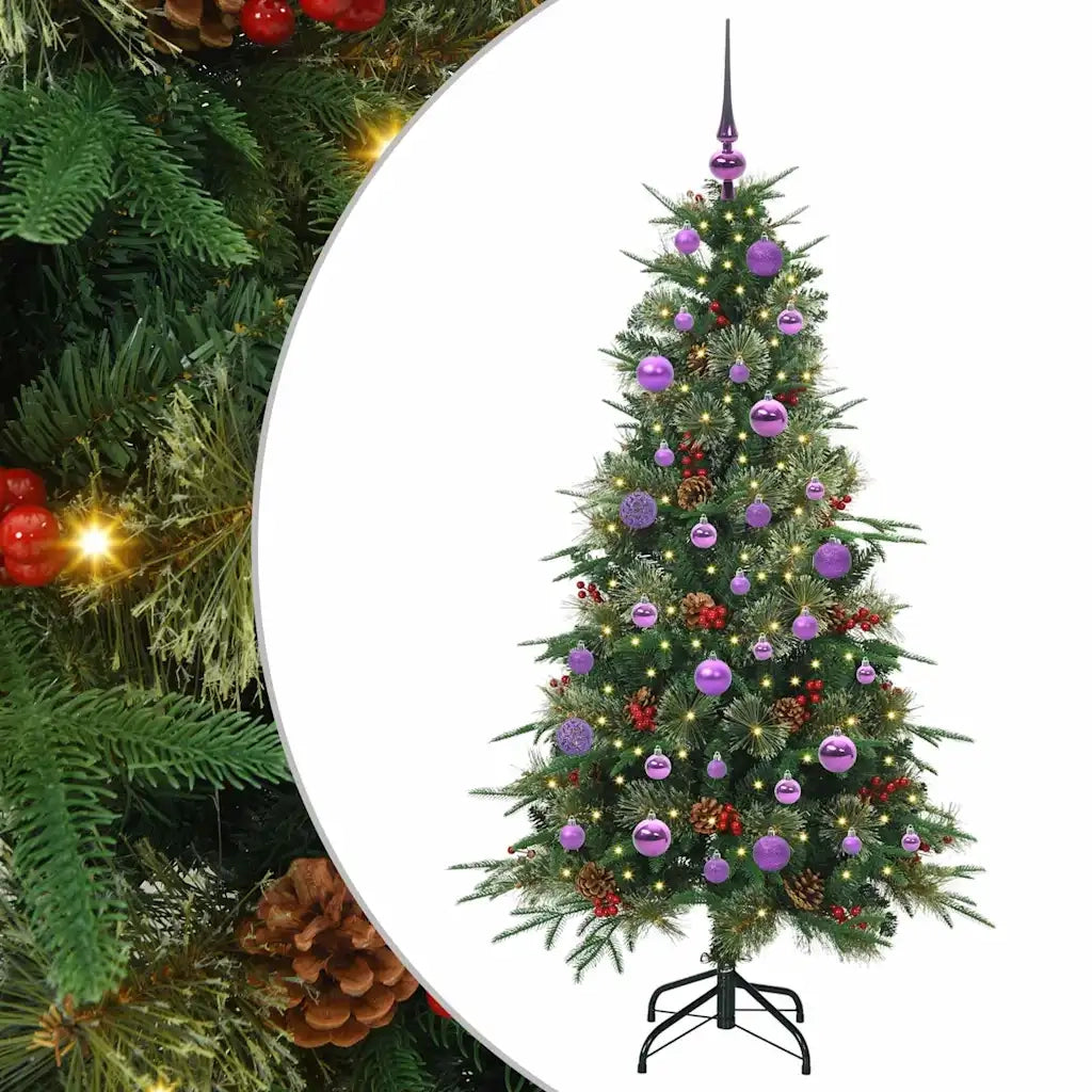 Albero di Natale Artificiale-Albero Natalizio con Rami Pieghevoli Verde 150 cm 285394