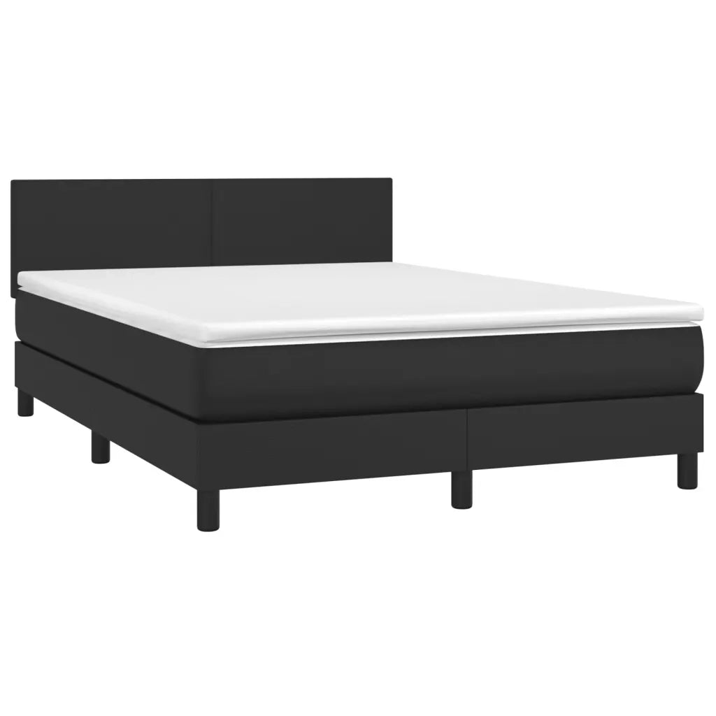 Giroletto a Molle con Materasso e LED Nero 140x190cm Similpelle