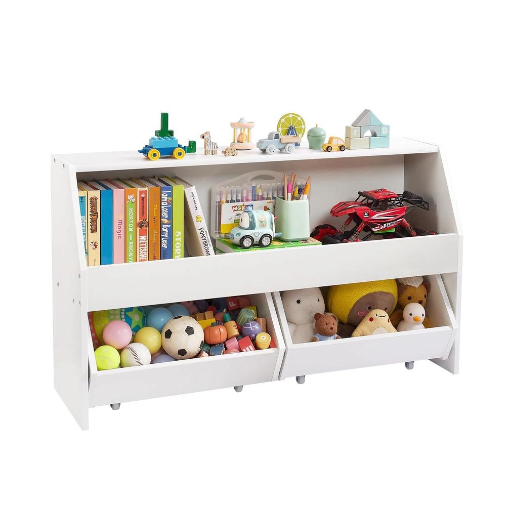 Armadio Mobile Legno Bianco Cassetti Libreria Aperta Camera Studio 33.5x11.8x33.1 Pollici
