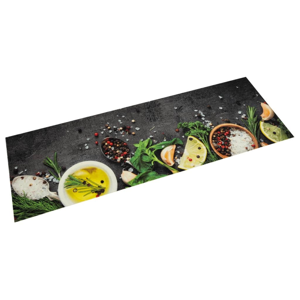 Tappetino da cucina lavabile con elegante stampa di spezie 150 x 45 cm velluto blu 02_0056447