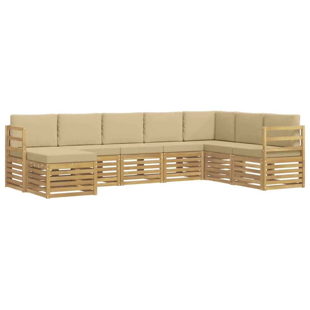 Set di divani da esterno 8 pcs Bianco e Beige