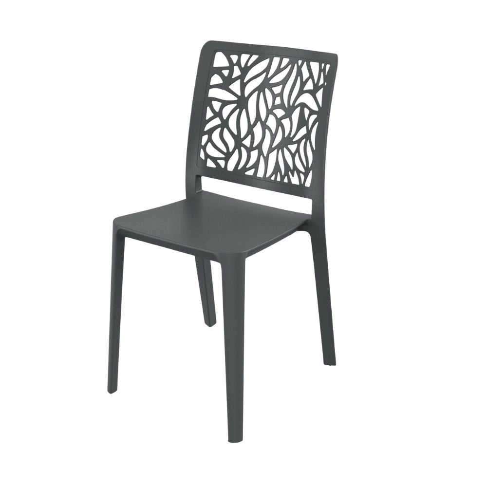 Sedia Leaf in polipropilene rinforzata con fibra di vetro colore grigio antracite set 4 pezzi
