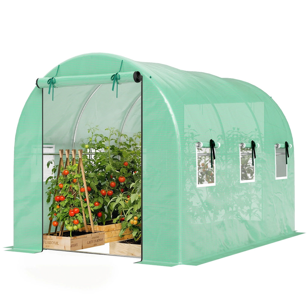 Serra in PVC 3x2x2 m ¨C Minimal ¨C Verde con porte a zip e finestre a rete