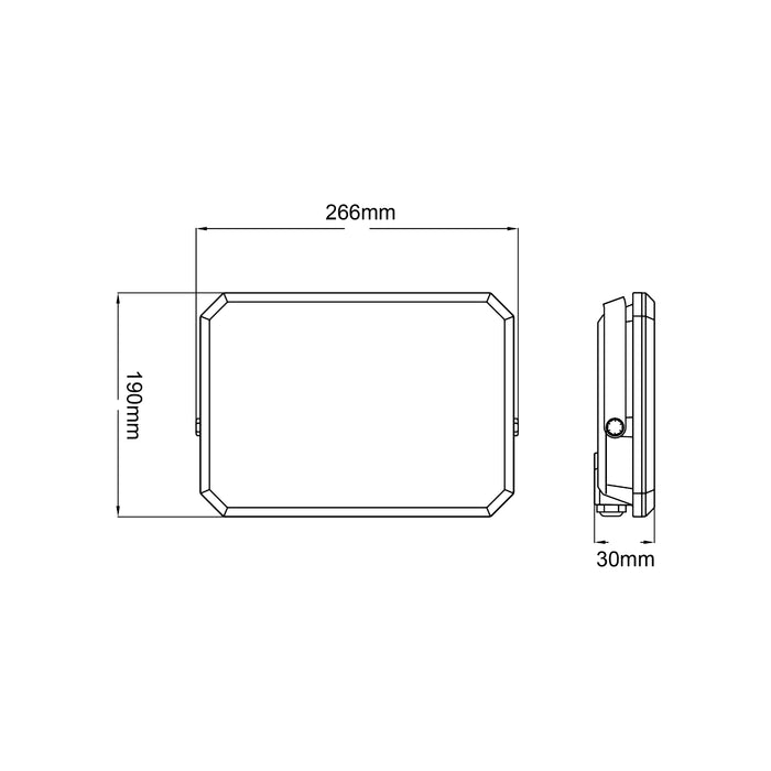 Proiettore a LED Nero Faro da esterno 230V 100W 4000K Cover Milky 10000lm 266x190x30 mm